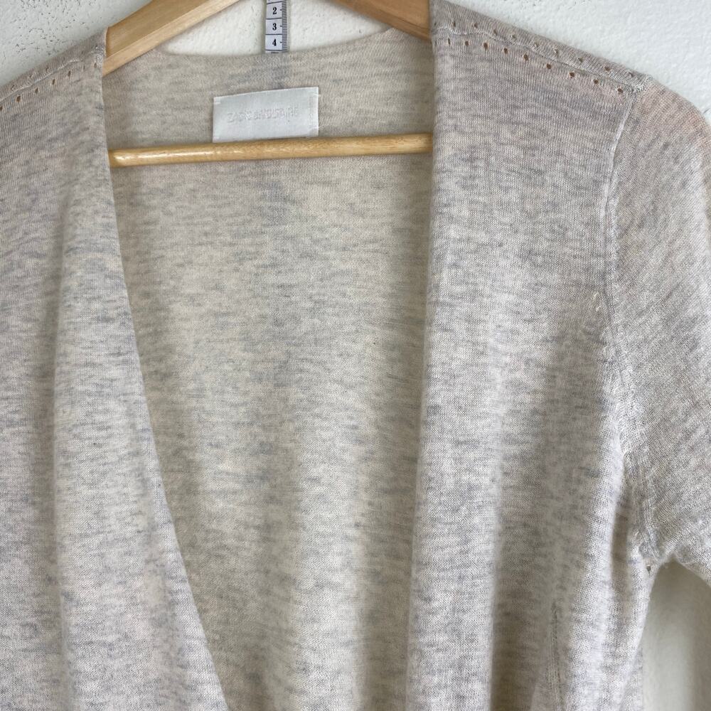 Zadig & Voltaire Daphnee Beige Cashmere Button Cardigan Size Small - Picture 10 of 16